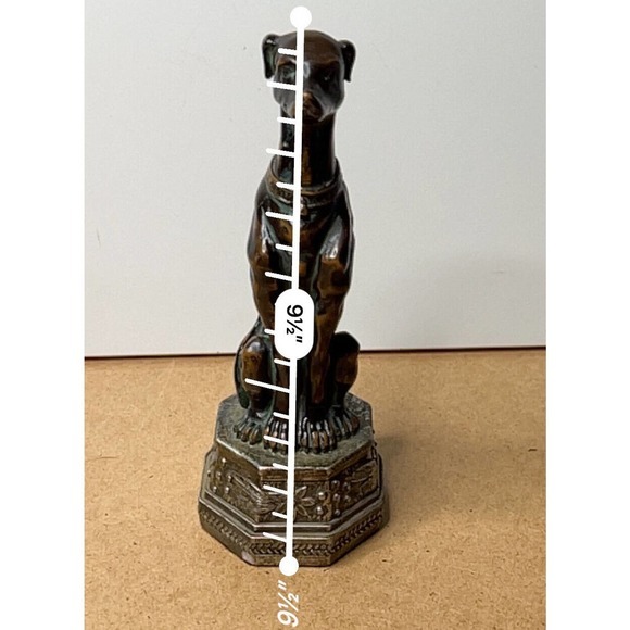 Vintage Bronze Metal‎ Greyhound Whippet Dog Statue Seated Art Deco Saluki Figure - Picture 7 of 14